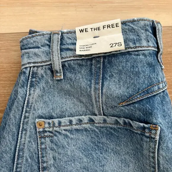 Free People We The Free Good Luck Mid-Rise Barrel Jeans 27 SHORT - Picture 9 of 10